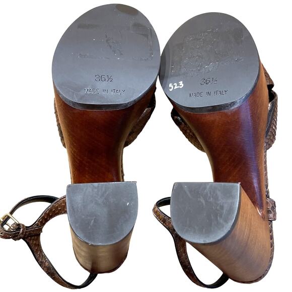 Saint Laurent Bianca Brown Snake Skin Platform Sandals Women's Size 36.5 NWOB - Picture 8 of 9